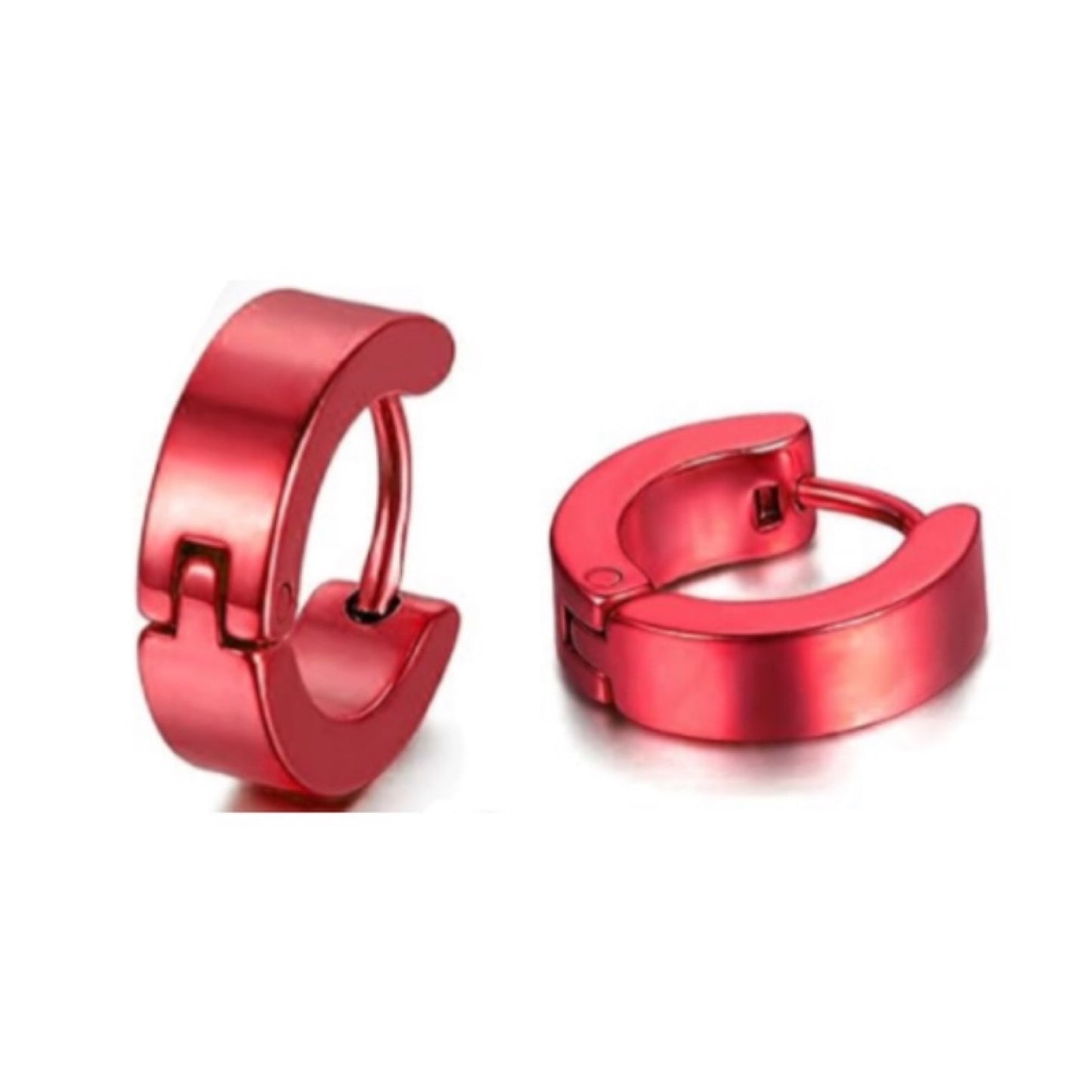 Red Huggie Hoop Earrings