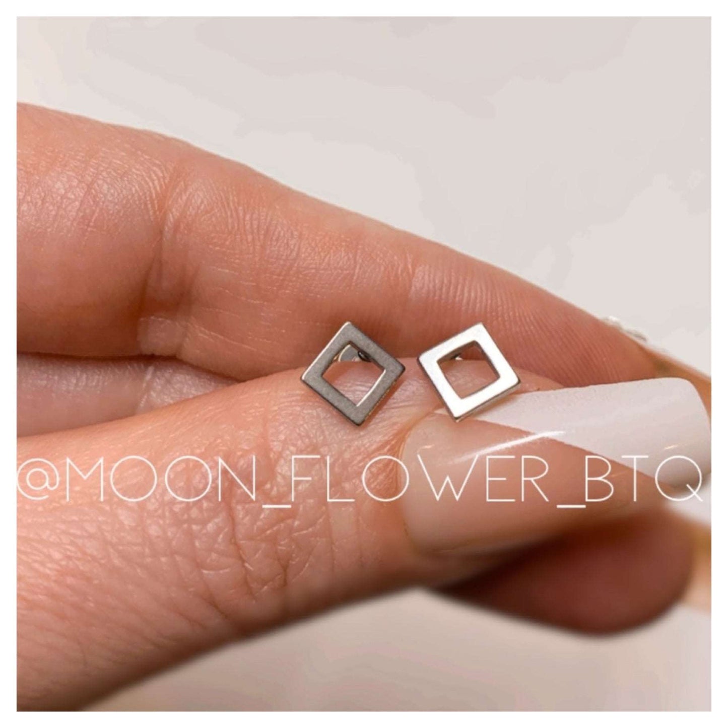 Silver Square Flat Back Earrings