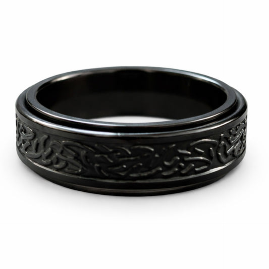 Black Stainless Steel Celtic Fidget Spinner Ring