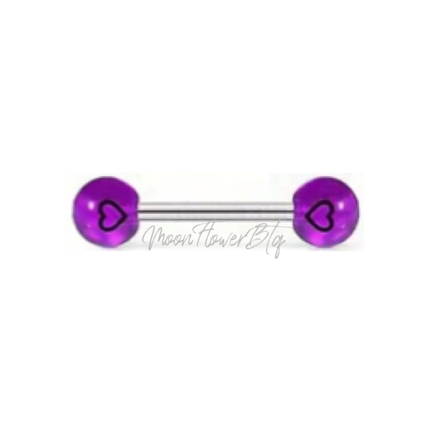 Purple Heart Surgical Steel Barbell Tongue Ring