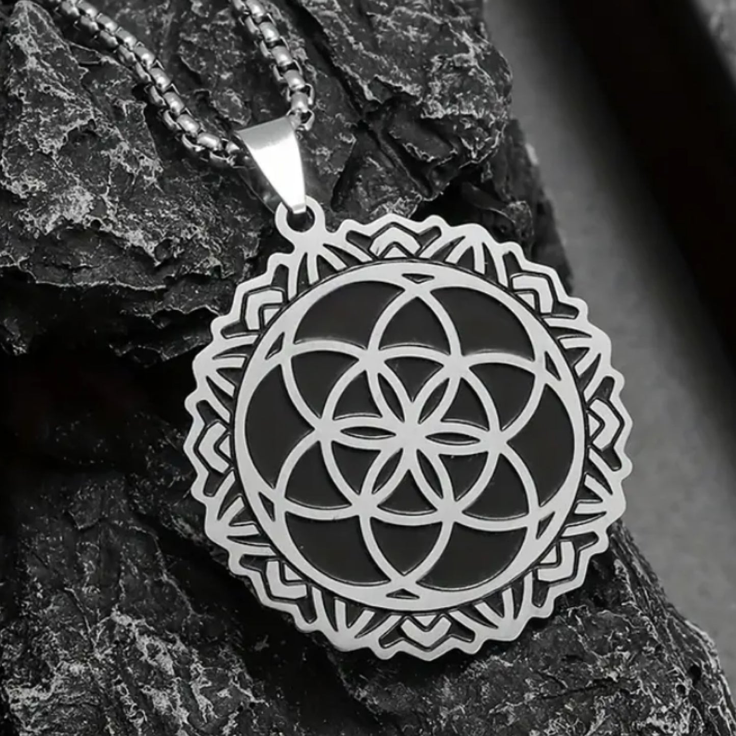 Silver Seed of Life Mandala Pendant Necklace