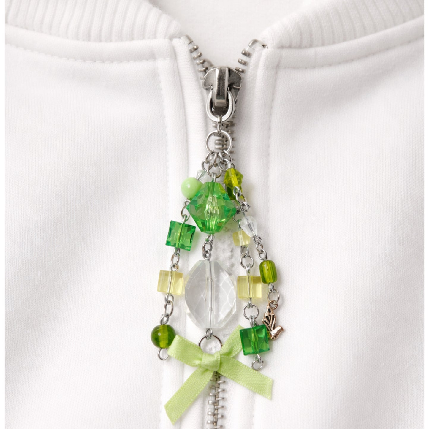 Green Beaded Charm - Keychain Bag Charm Zipper Pull