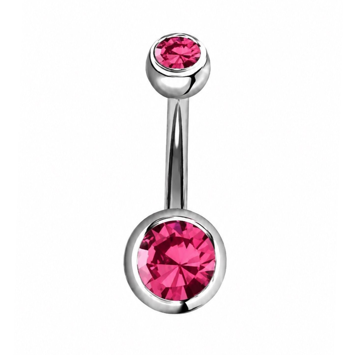 Pink CZ Navel Belly Button Ring