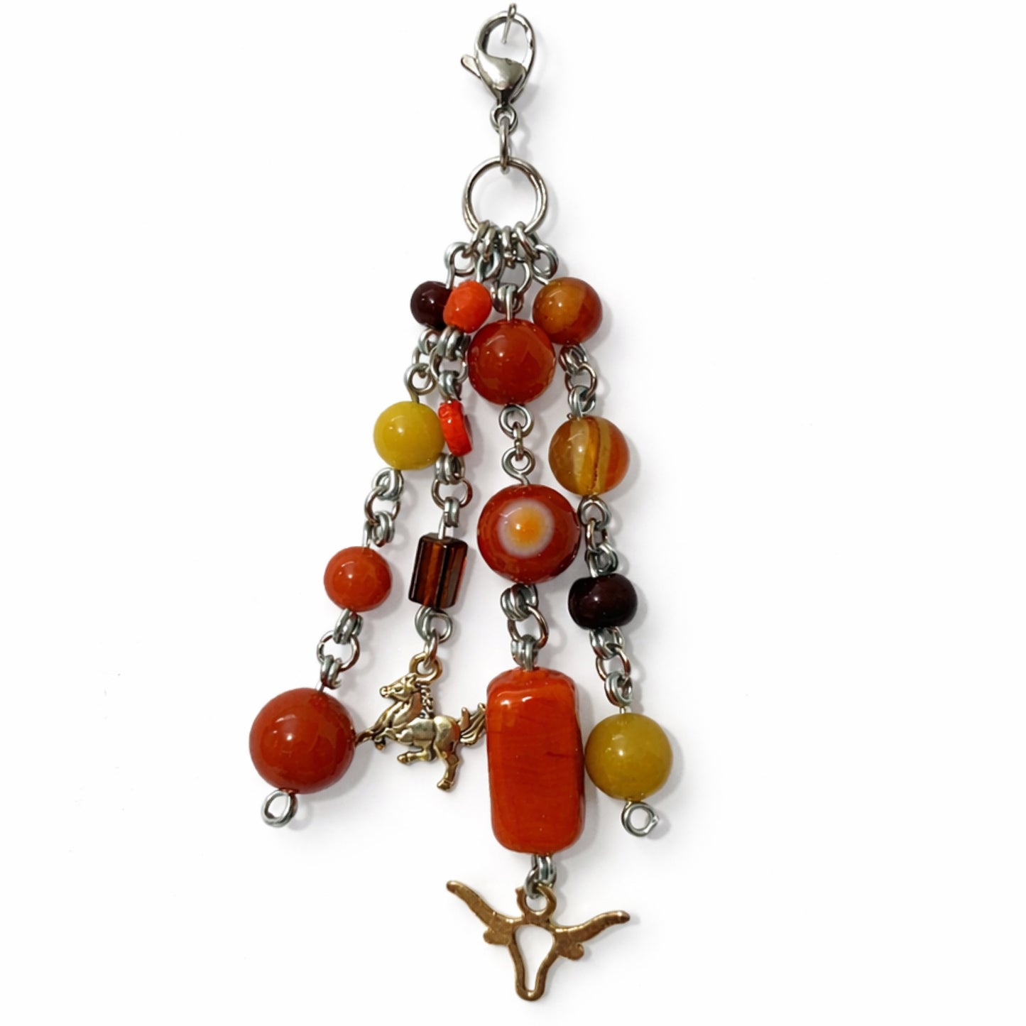 Western Cowgirl Beaded Charm - Keychain Bag Charm Zipper Pull