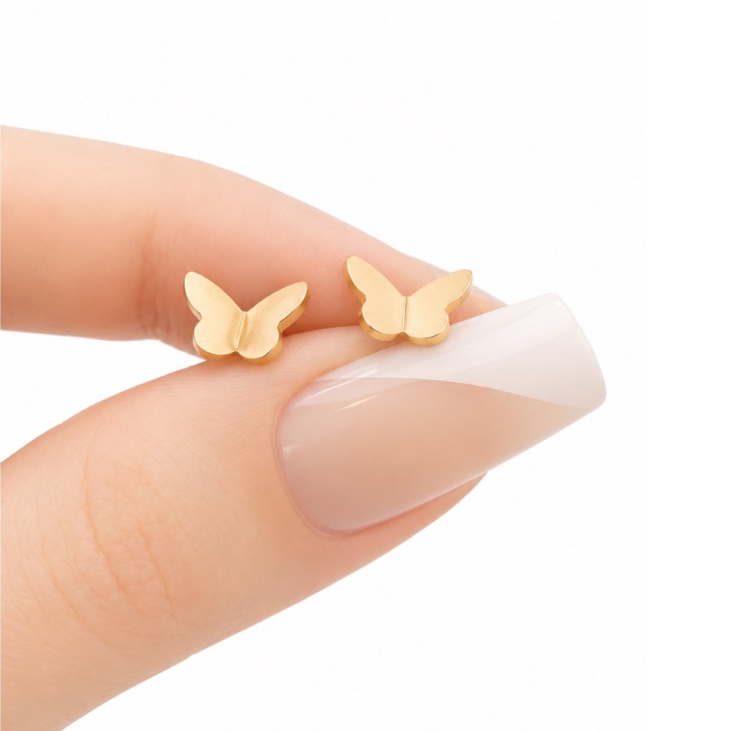 Gold Butterfly Flat Back Stud Earrings