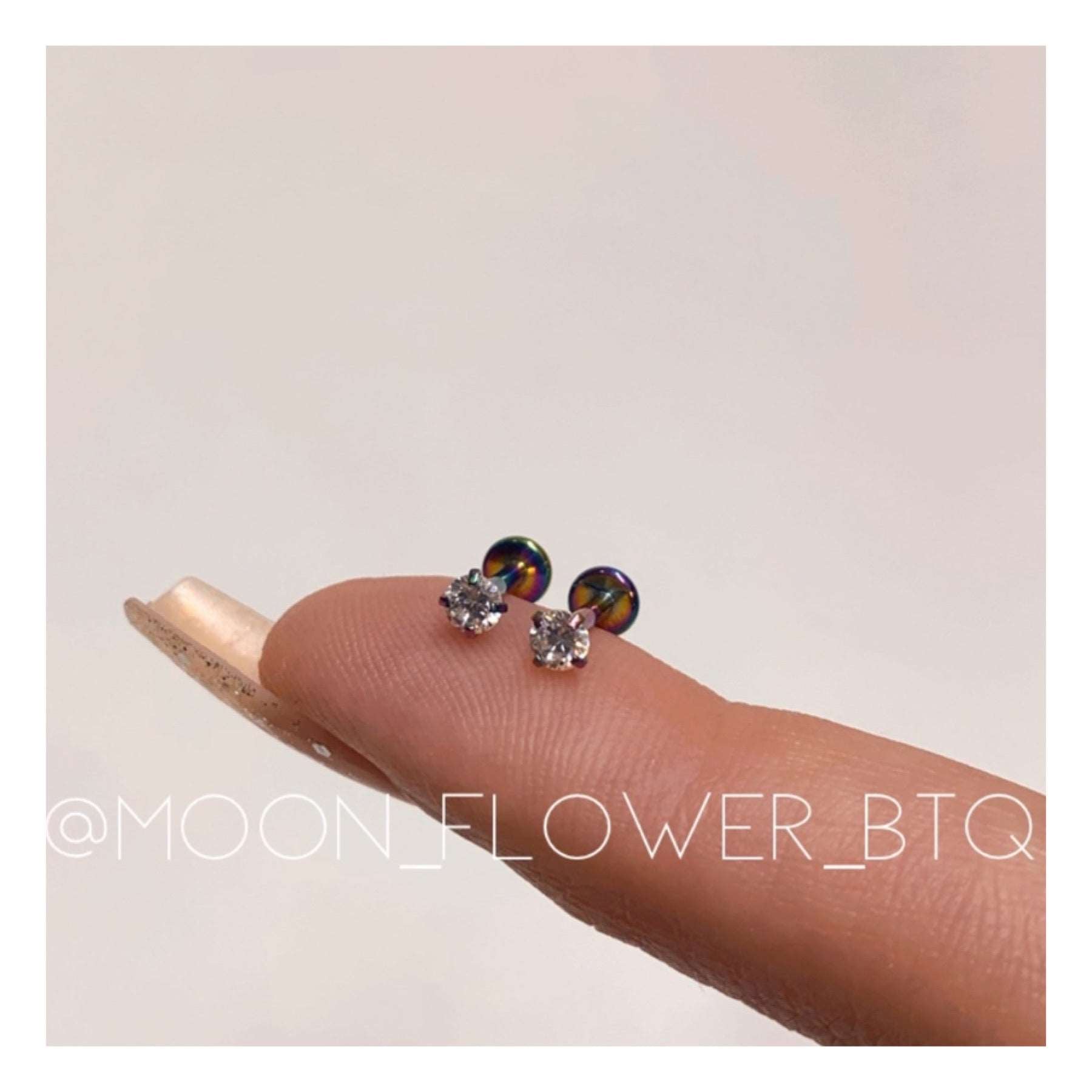 Rainbow CZ Flat Back Earrings