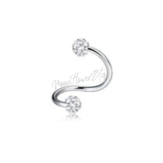 Silver CZ Covered Helix Cuff Wrap Earring