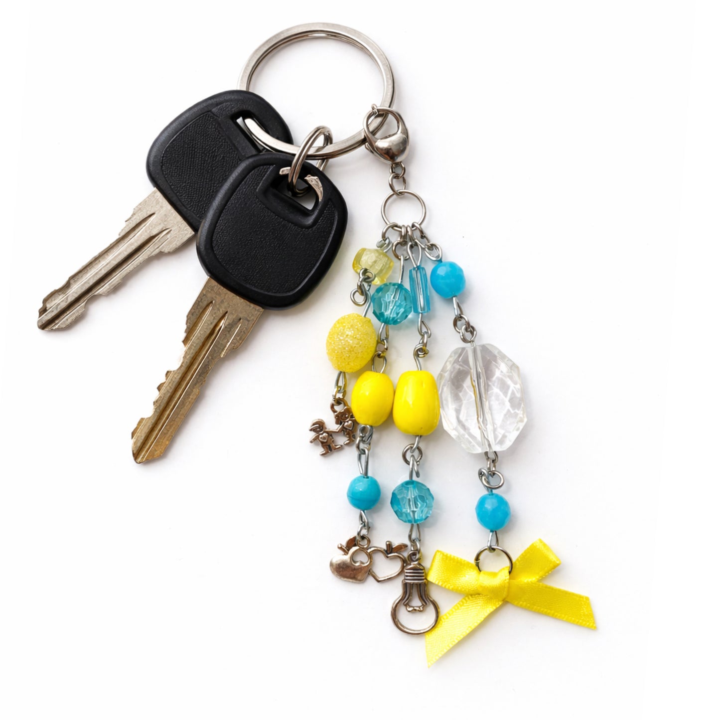 Teacher Beaded Charm Keychain – Apple Heart, Kids & Lightbulb