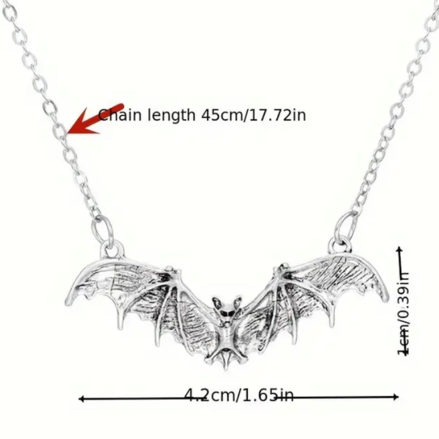 Black Goth Bat Pendant Necklace