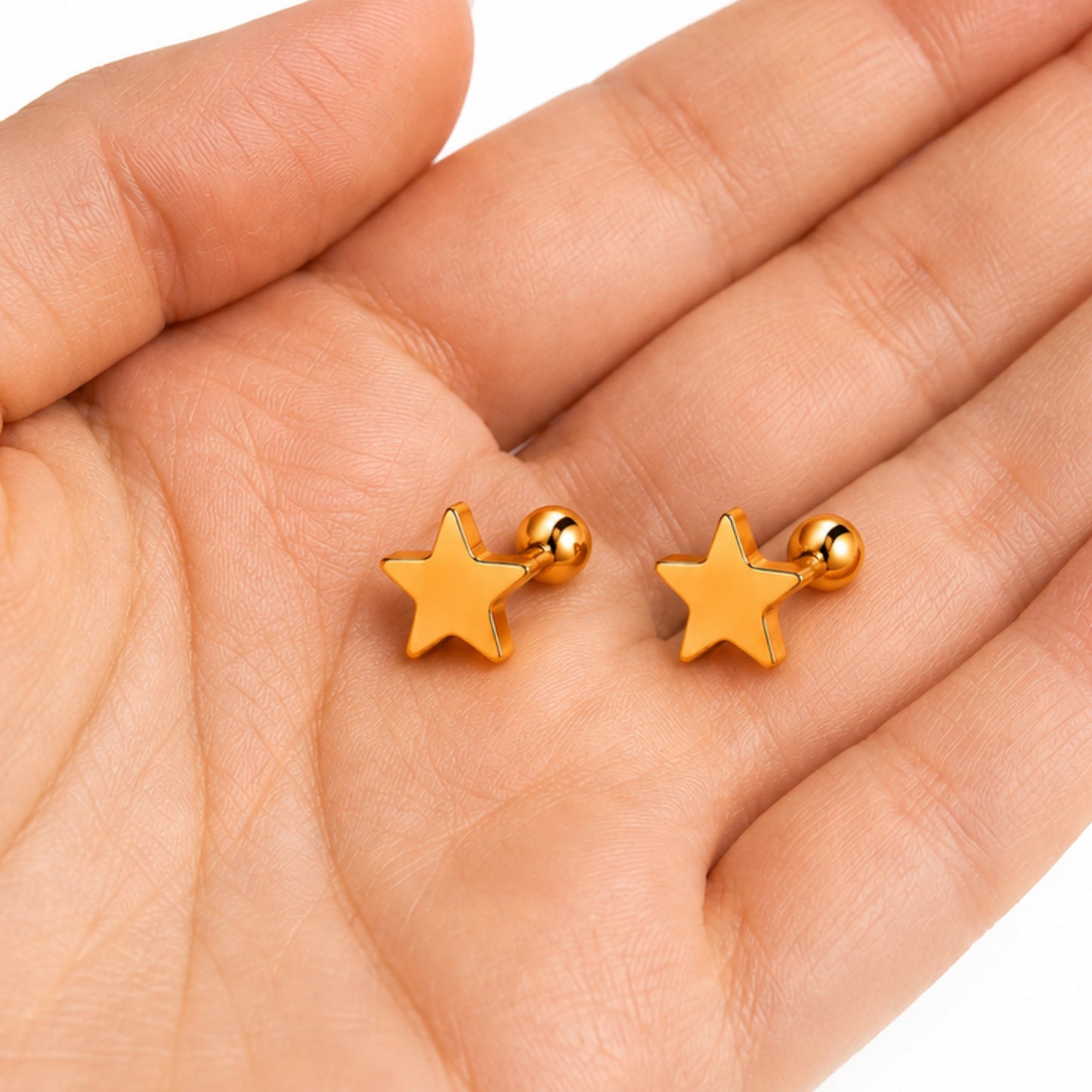 Orange Star Stainless Steel Barbell Earrings 18G