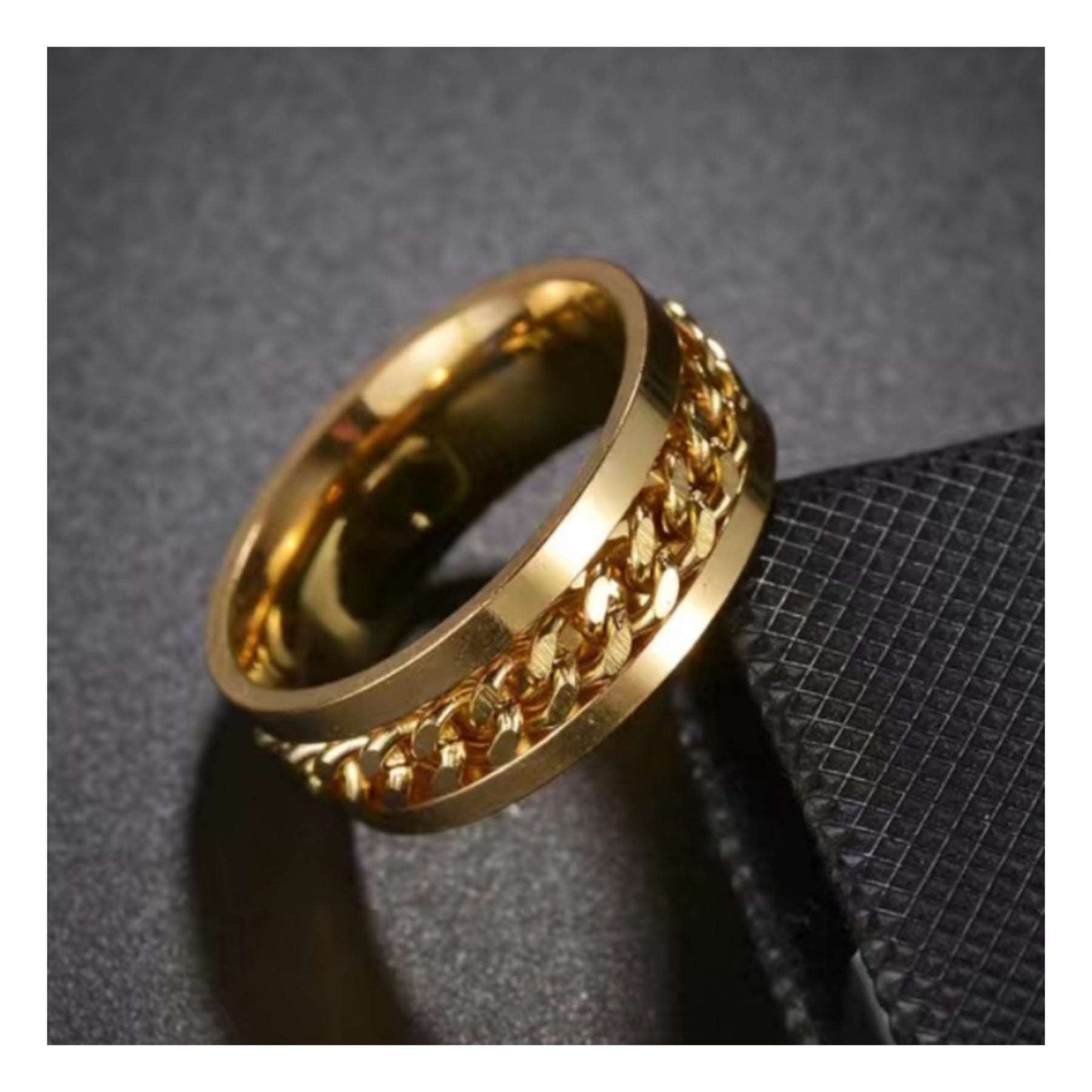 Gold Chain Anxiety Fidget Spinner Ring