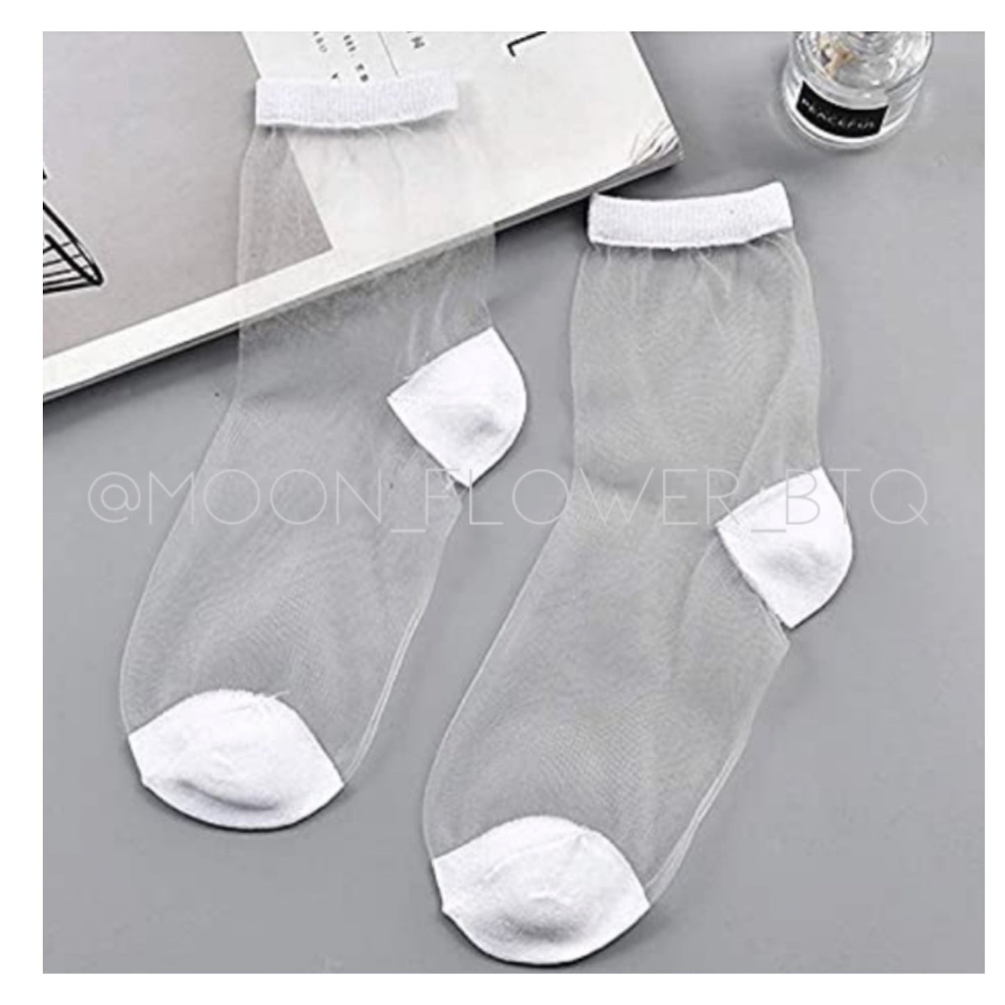White Sheer Mesh Transparent Nylon Ankle Socks | Kawaii Dressy Retro