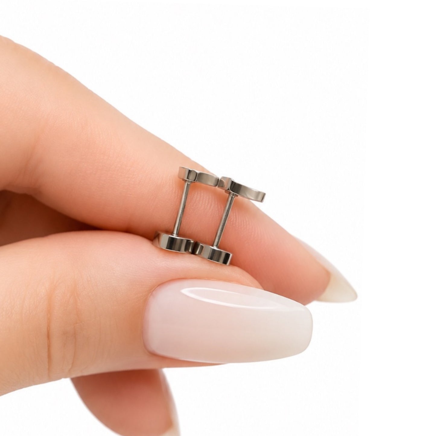Silver Moon Flat Back Stud Earrings