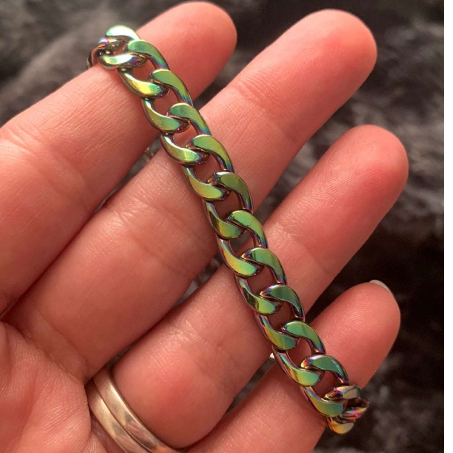 Anodized Rainbow Stainless Steel Cuban Chain Bracelet