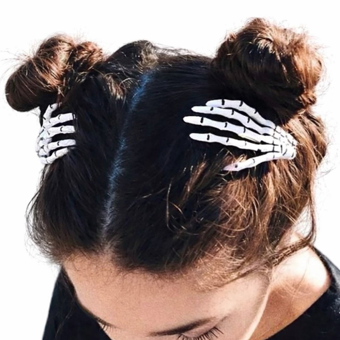 White Skeleton Hand Hair Clips – Goth Bone Barrette Set