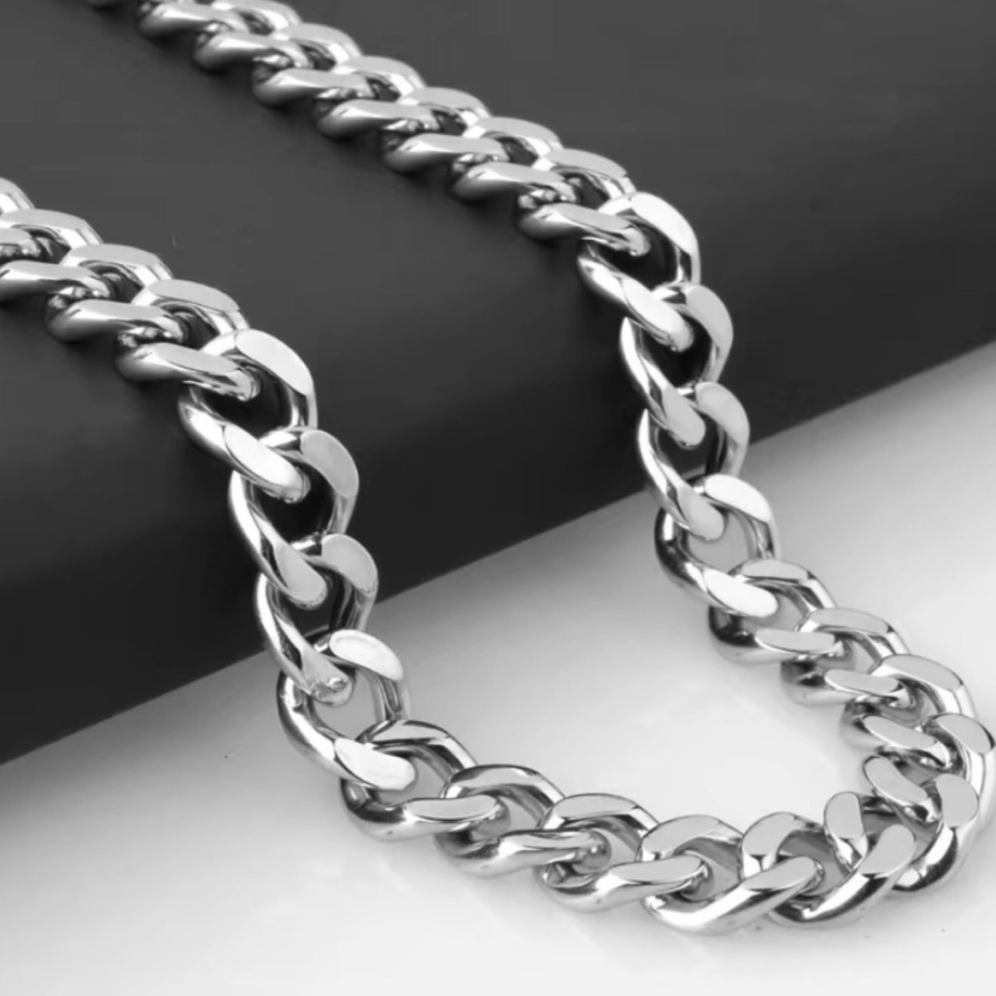 Thick Stainless Steel Cuban Chain Hip Hop Style Necklace