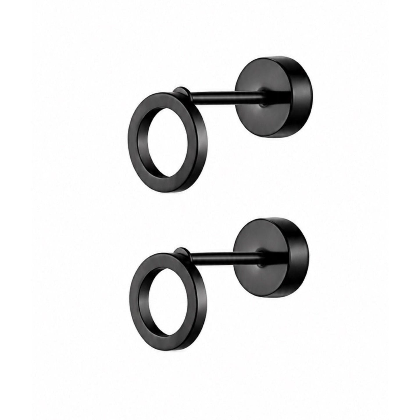 Black Circle Flat Back Stud Earrings