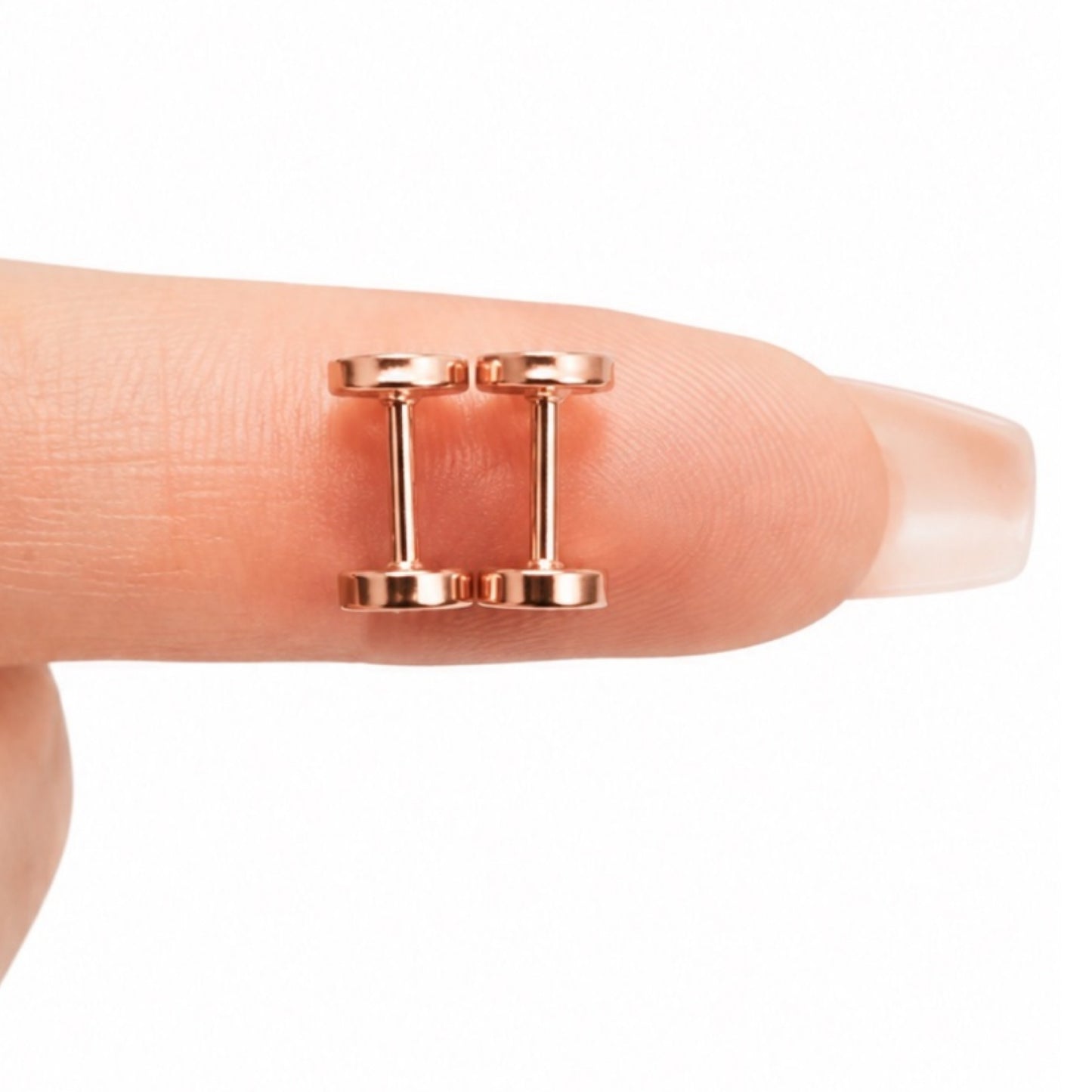 Rose Gold Open Circle Flat Back Stud Earrings