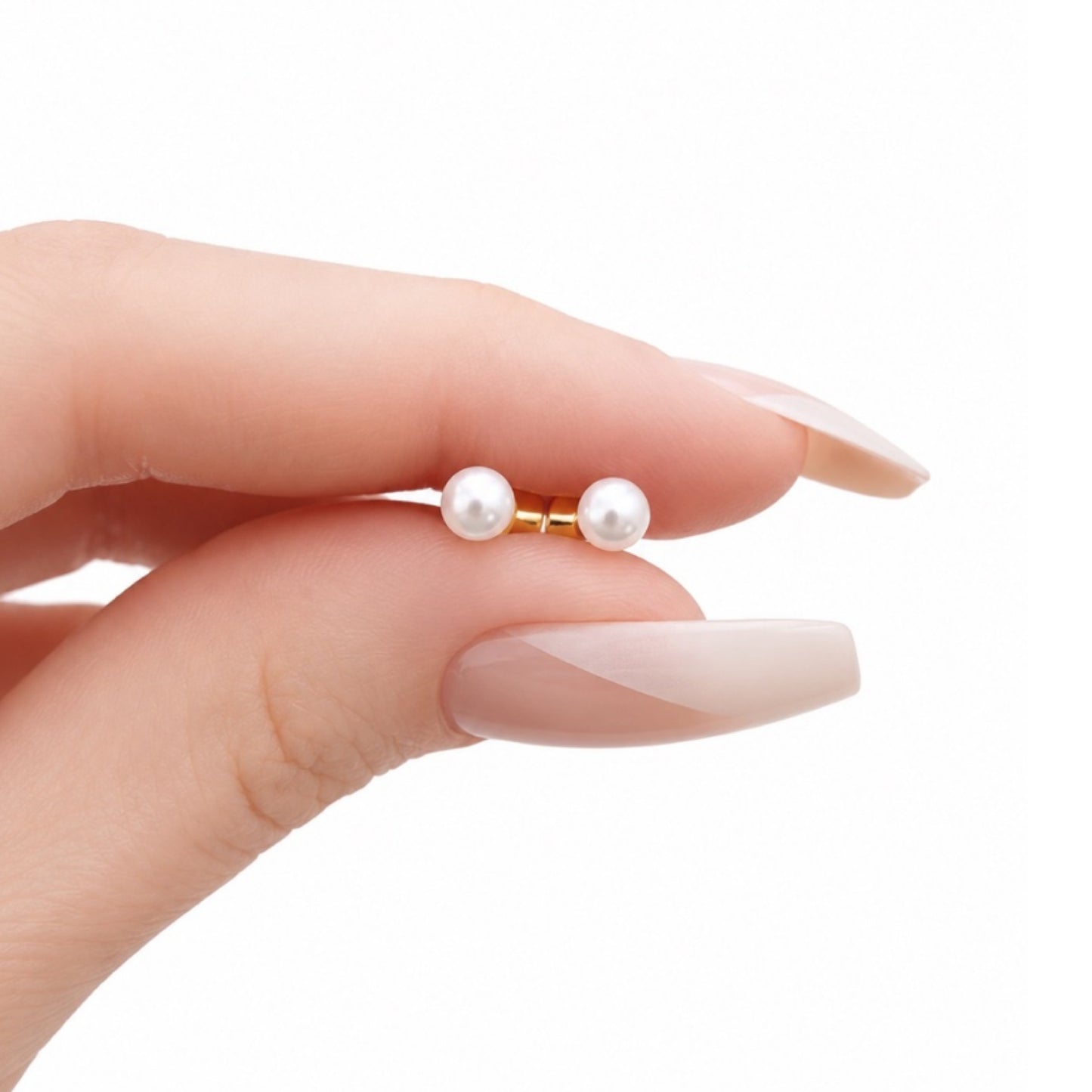 Pearl Flat Back Stud Earrings - 4mm