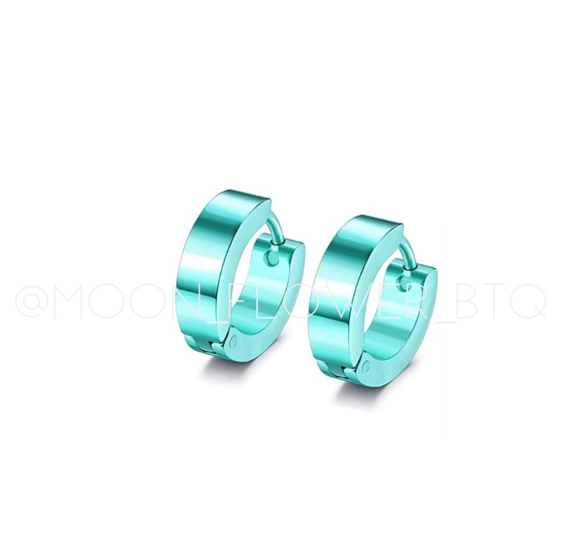 Turquoise Huggie Hoop Earrings