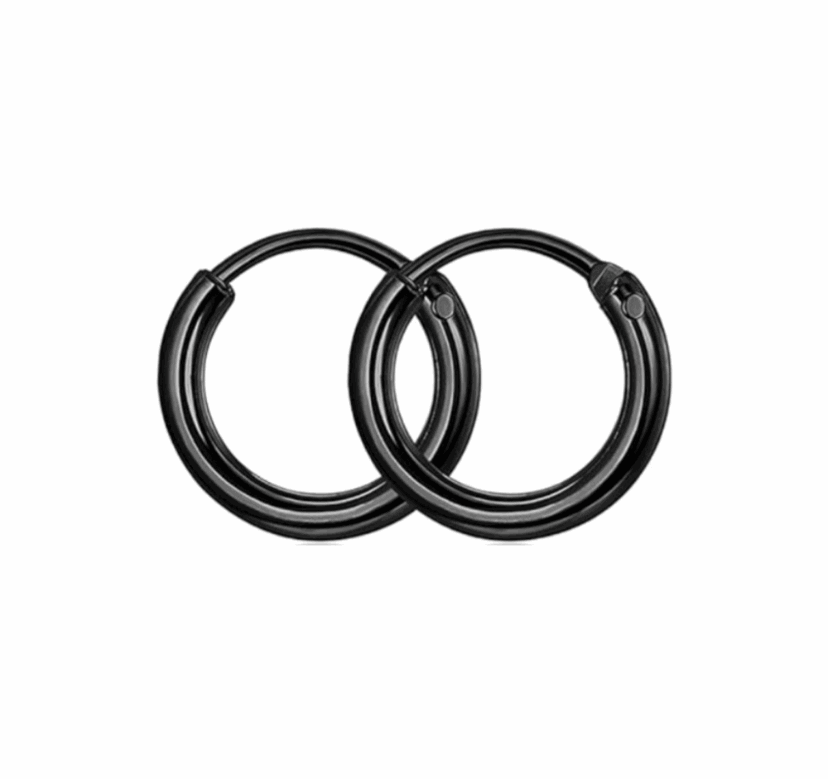 Black Huggie Hoop Earrings