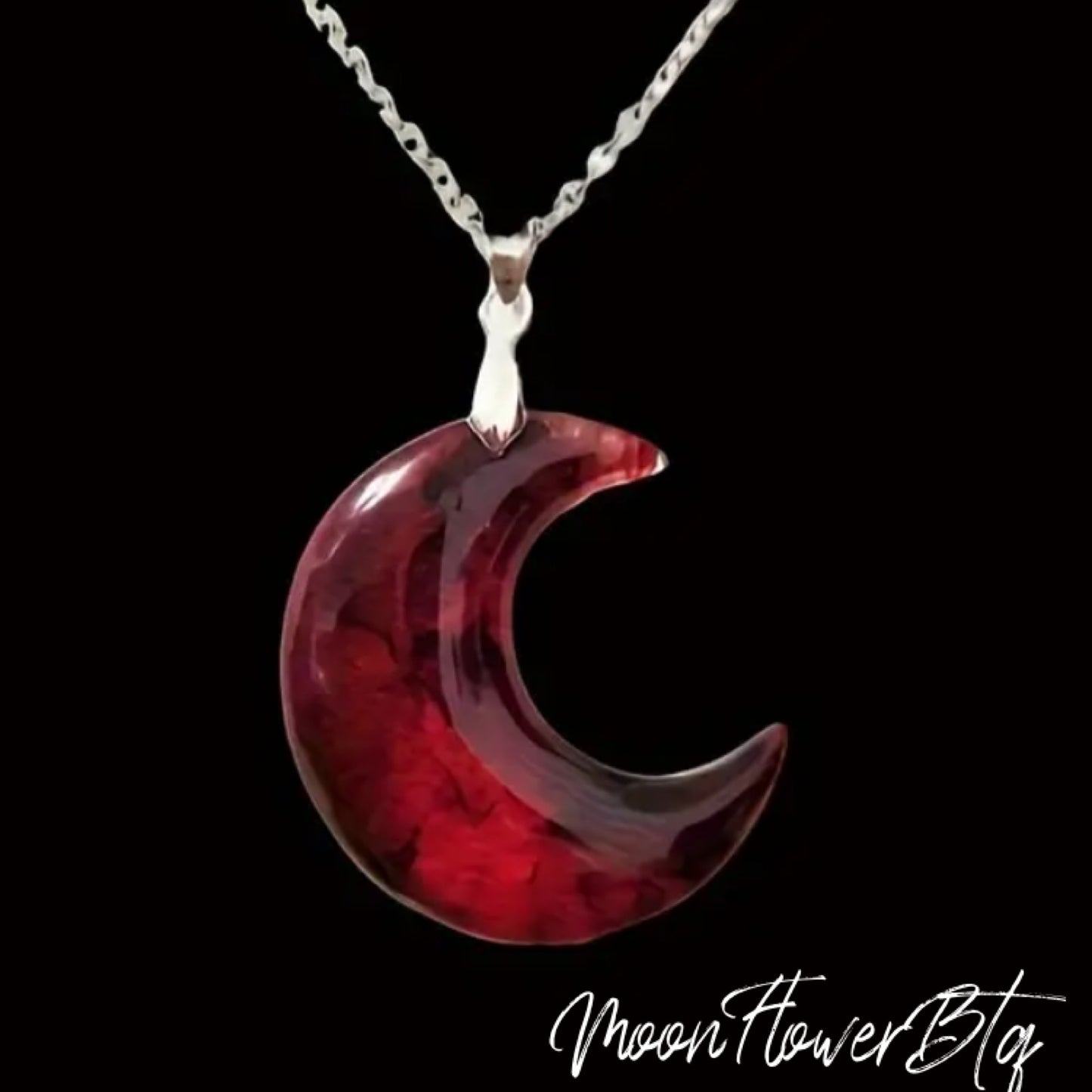 Red Crescent Moon Pendant Necklace