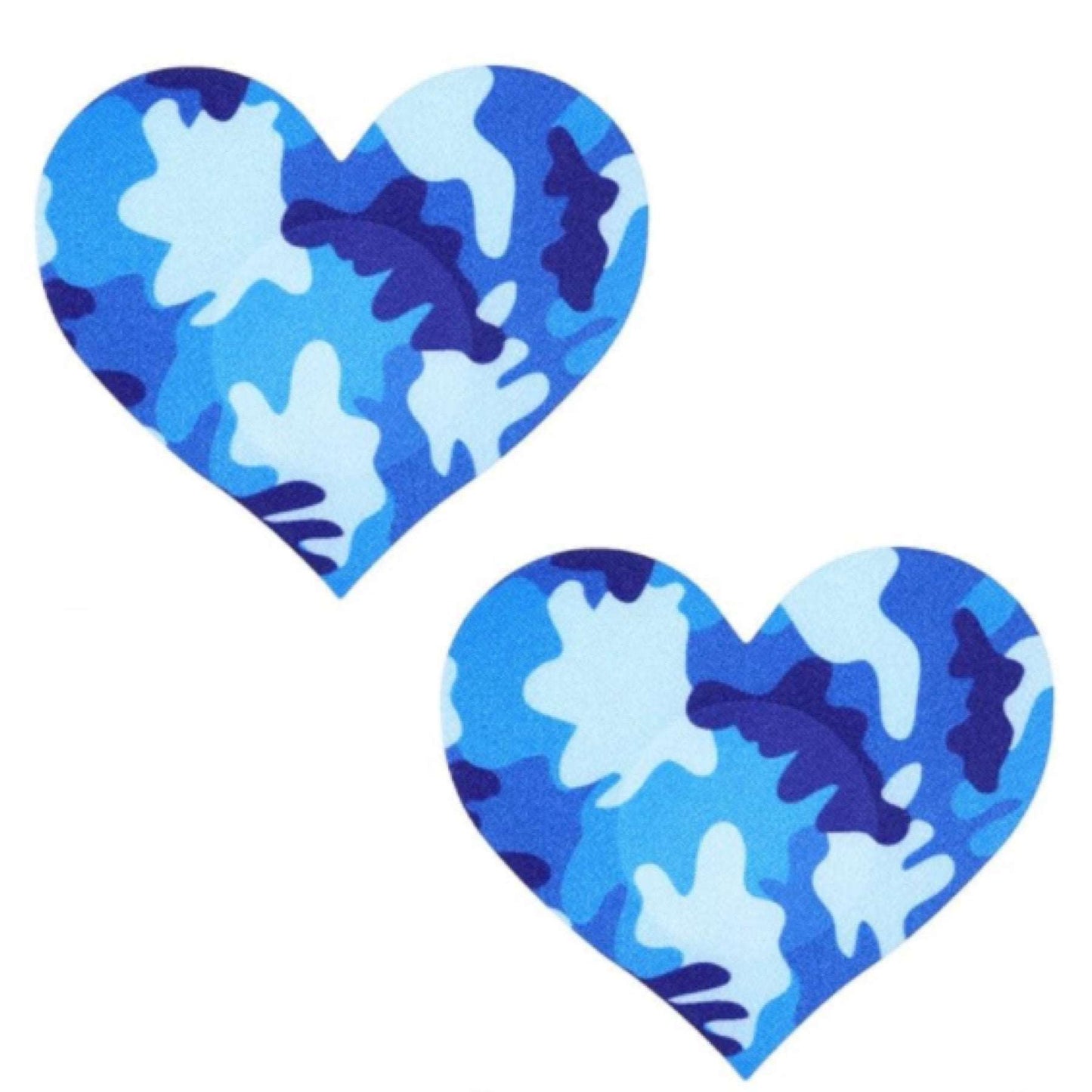 Blue Camouflage Heart Breast Petal Pasties