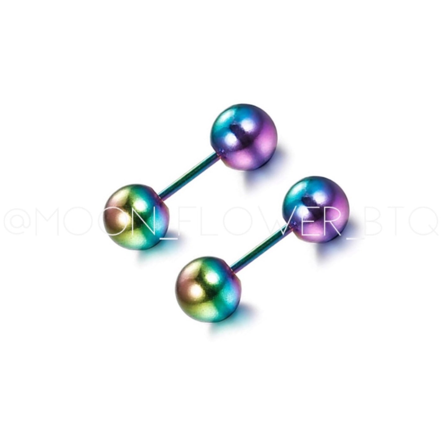 Rainbow Barbell Earrings 5mm