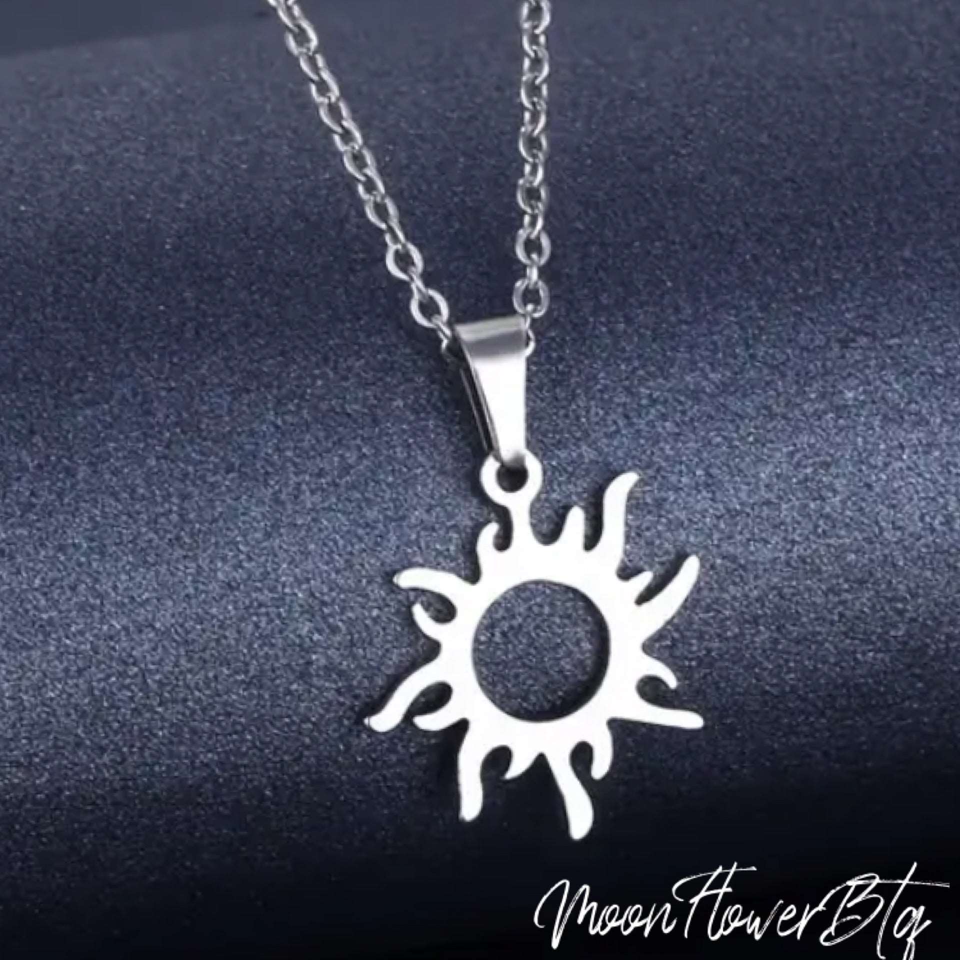 Silver Cutout Sun Pendant Necklace