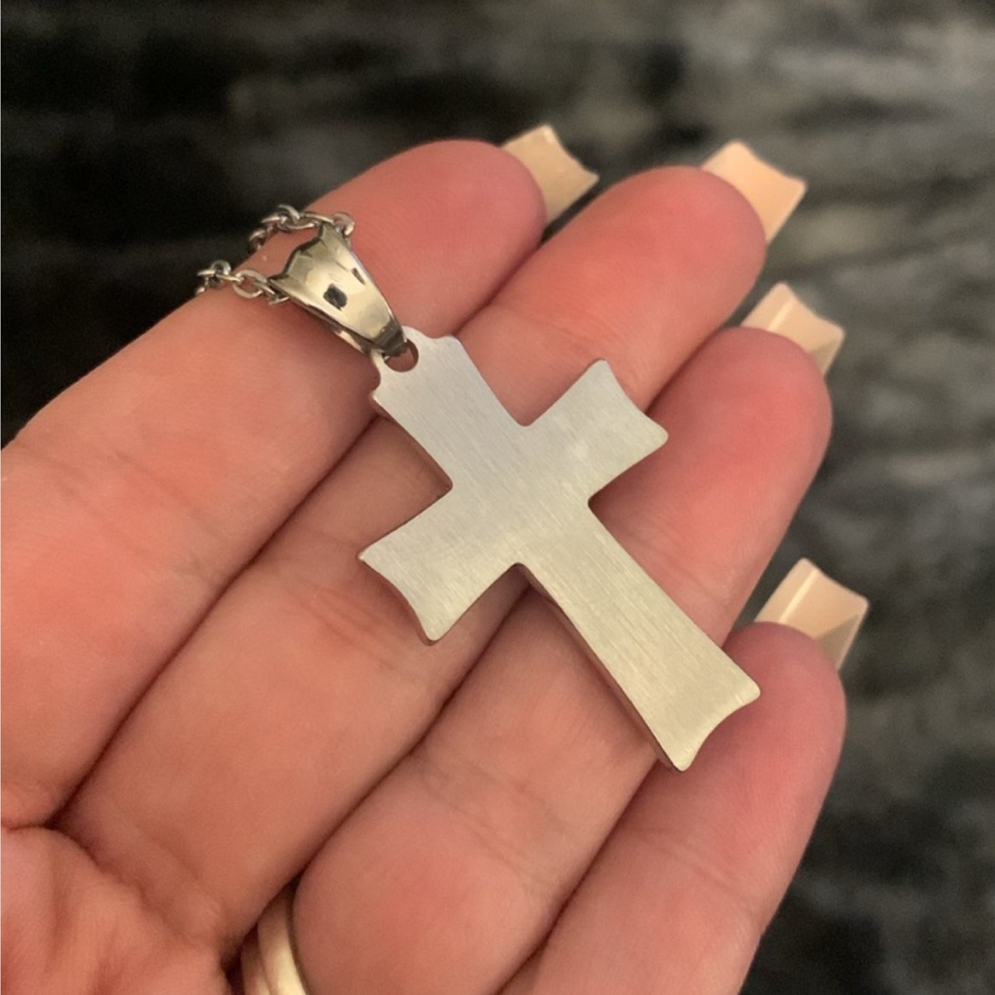 Red and Silver Cross Necklace