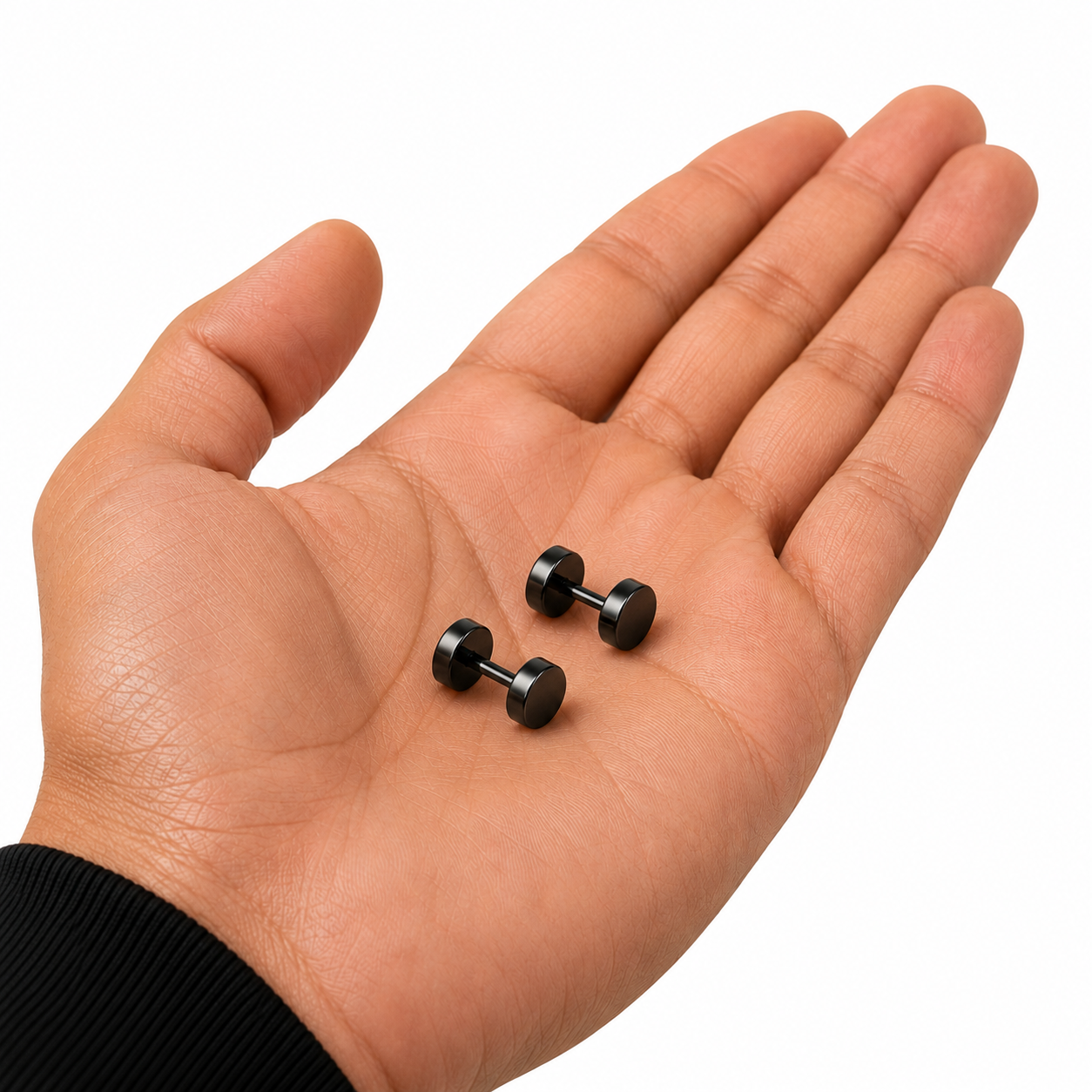 Black Faux Gauge Fake Plugs Stud Earrings – 18G 5mm