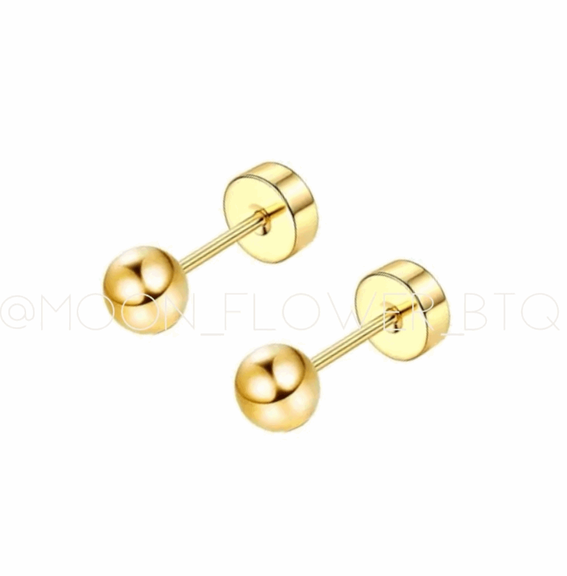 Gold Ball Dot Flat Back Earrings