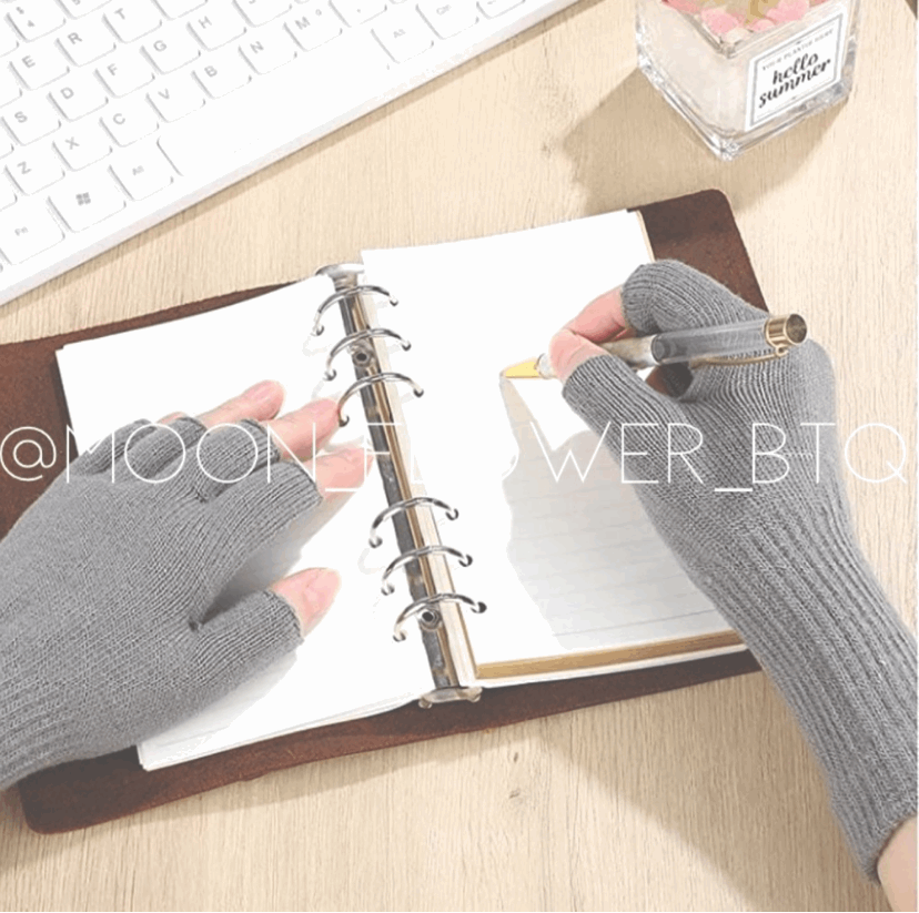 Gray Stretchy Fingerless Gloves