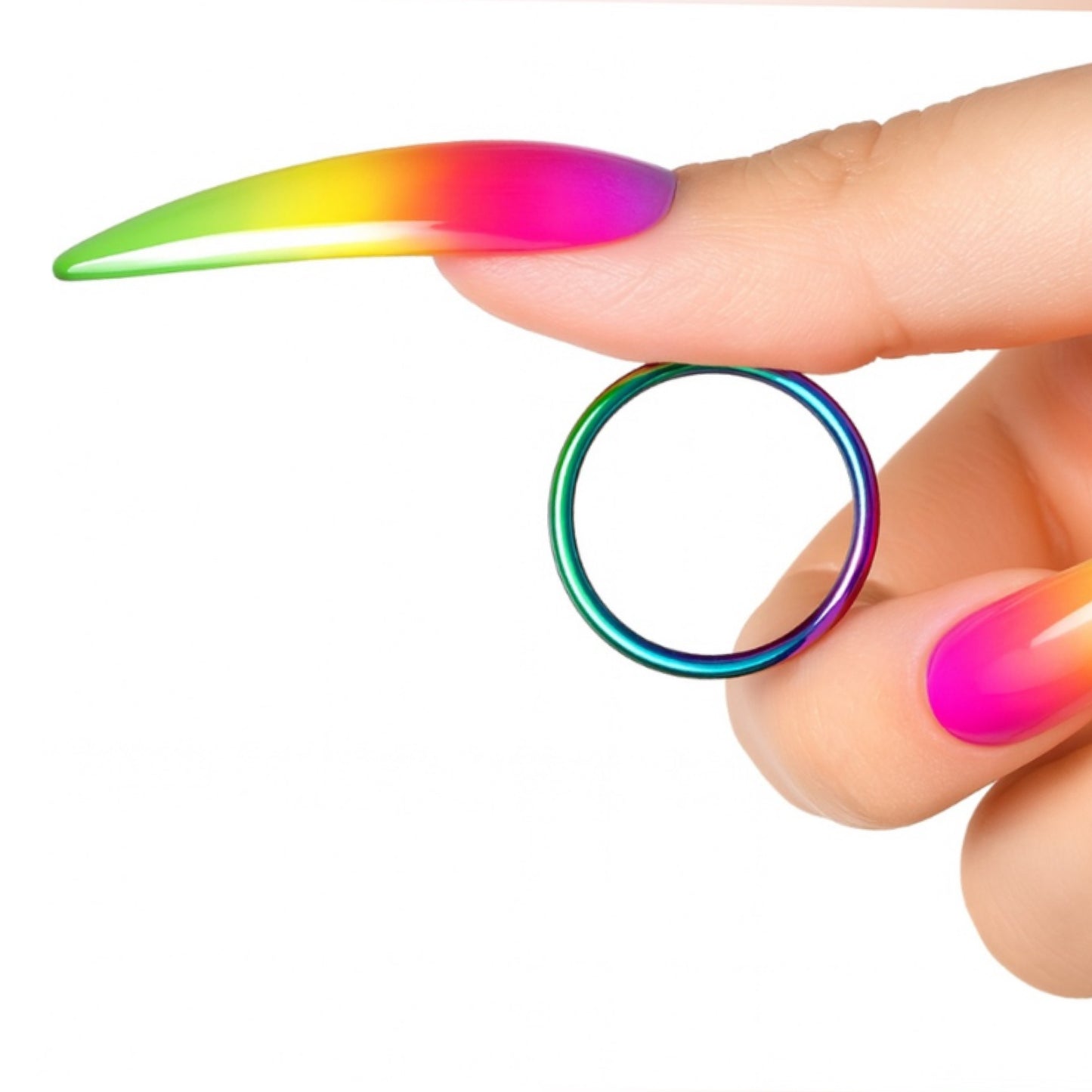 Rainbow Stainless Steel Band Ring | 2mm Anodized Multicolor Jewelry