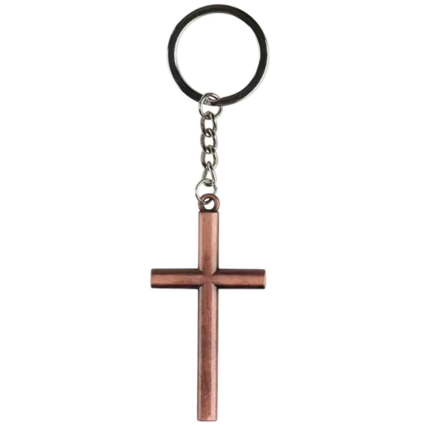 Rose Gold Metal Cross Keychain