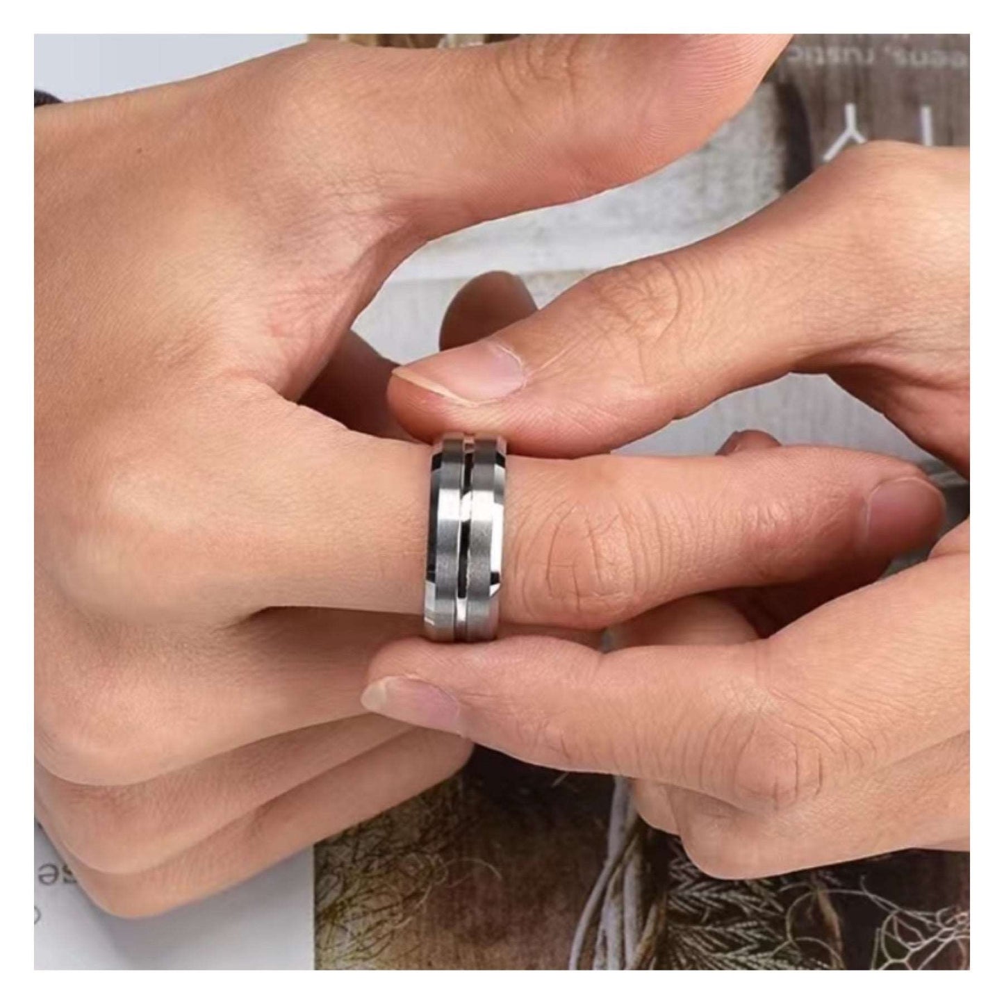 Silver Grooved Stainless Steel Ring