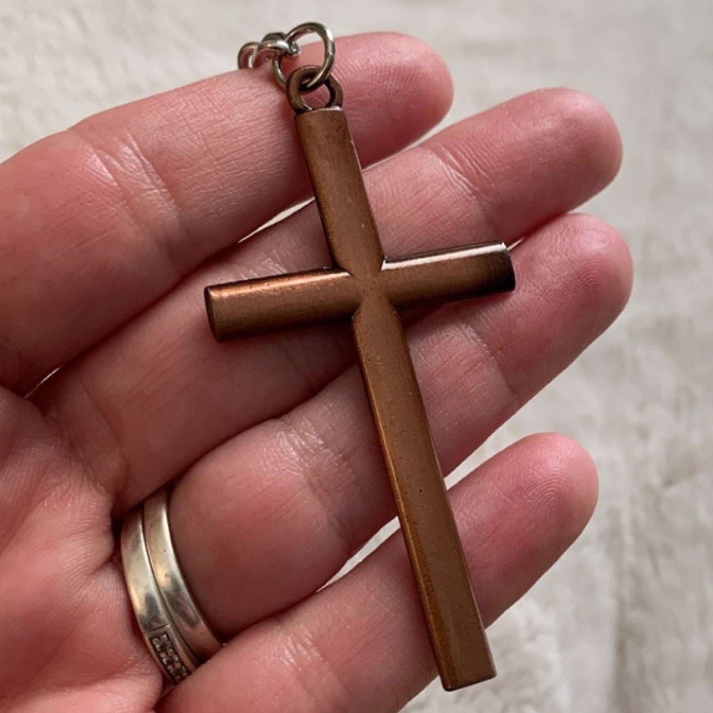 Rose Gold Metal Cross Keychain