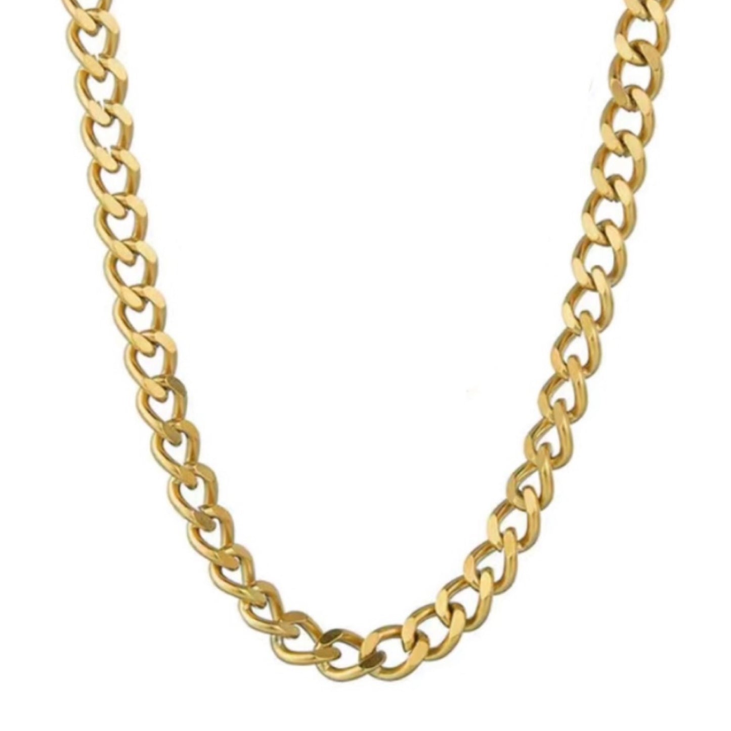 Gold Stainless Steel Curb Chain Necklace