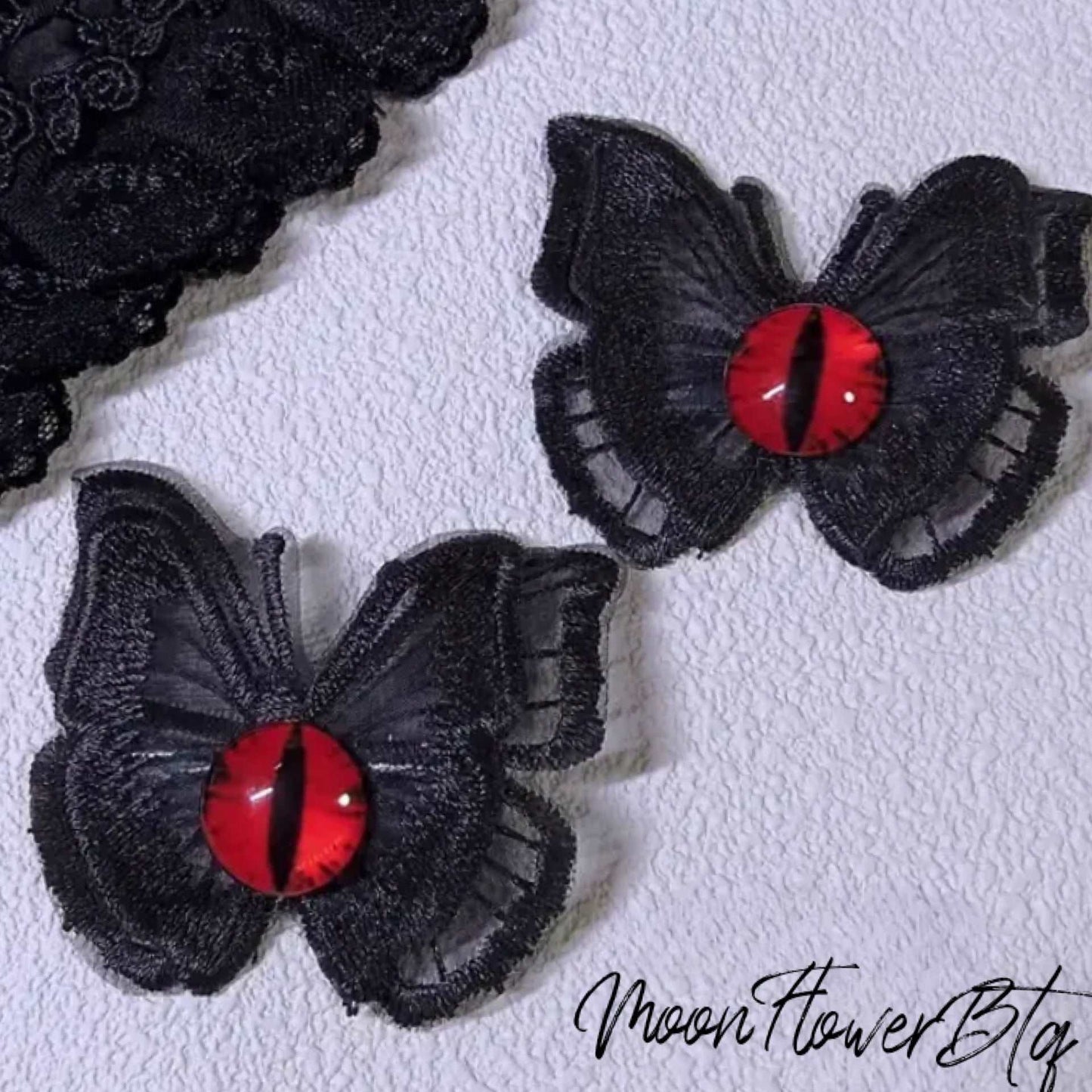 Black Lolita Goth Butterfly Eyeball Hair Clips