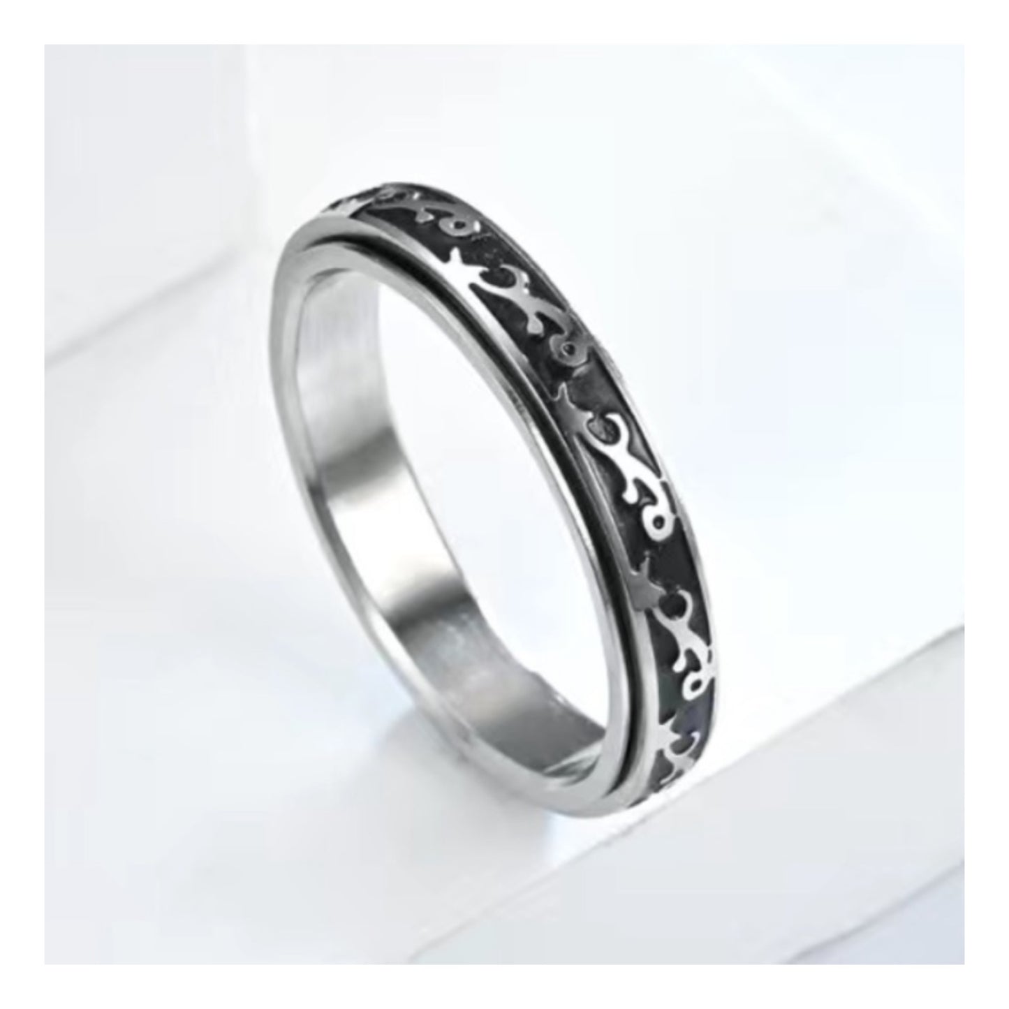 Tribal Stainless Steel Anxiety Fidget Spinner Ring