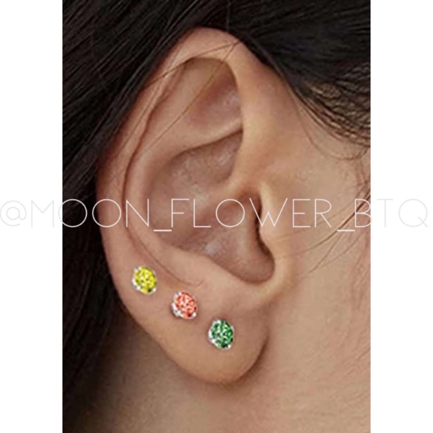 Green CZ Stud Earrings