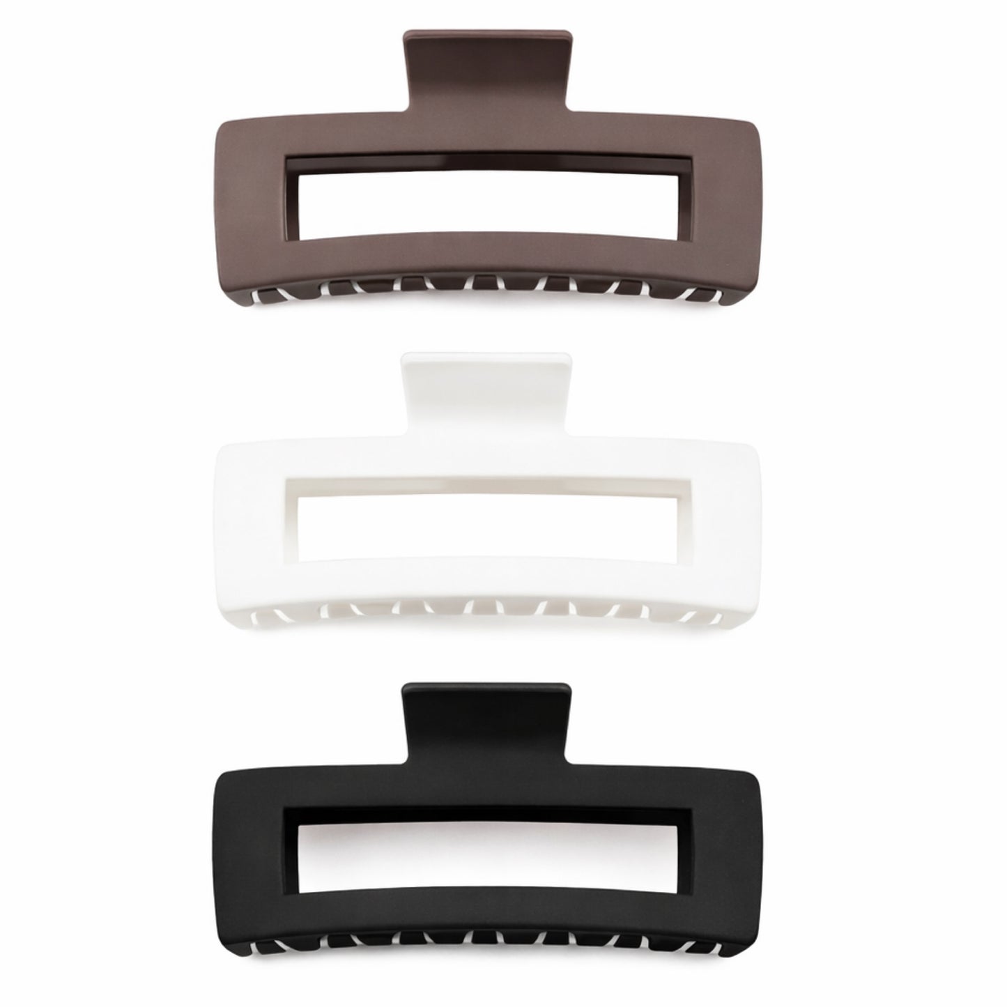 5 Inch Matte Rectangle Claw Clip Set – Brown Black White Hair Clips