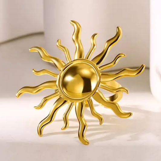 Gold Boho Sun Cuff Ring