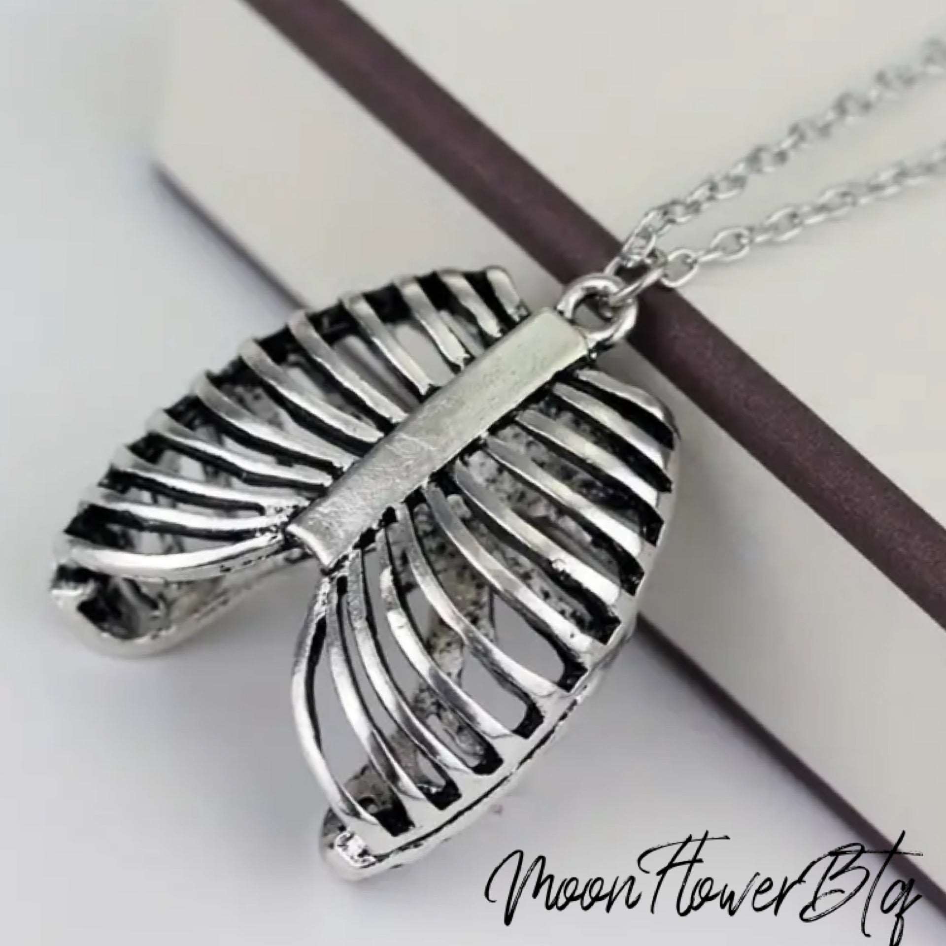 Silver Rib Cage Pendant Necklace