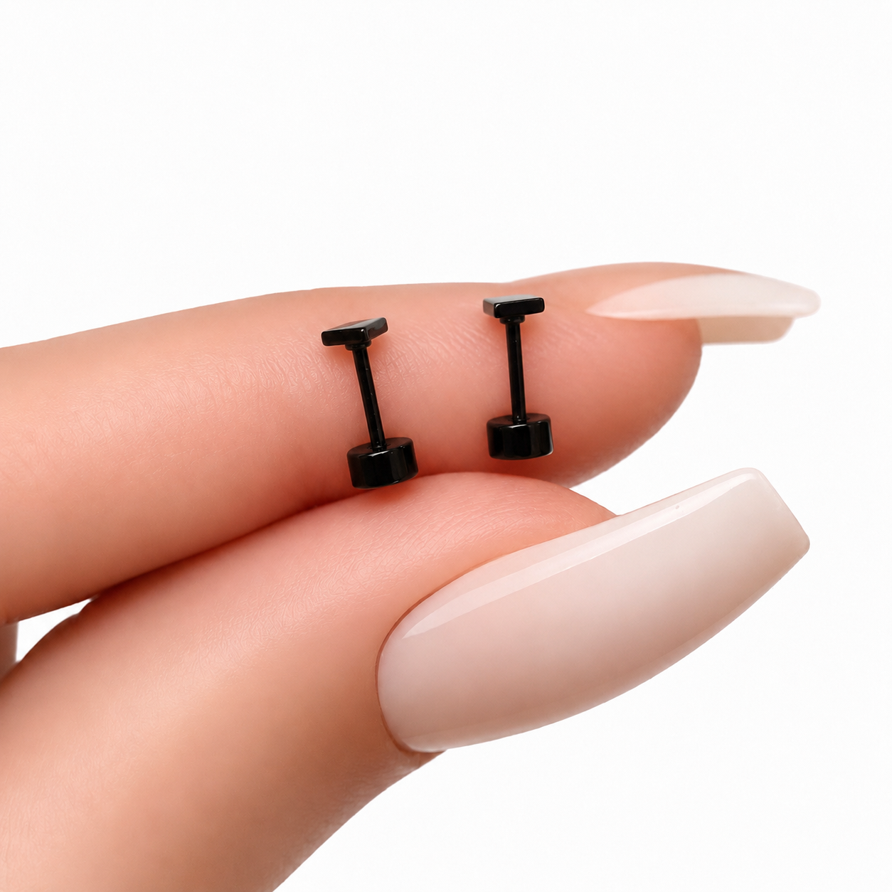Black Triangle Flat Back Stud Earrings