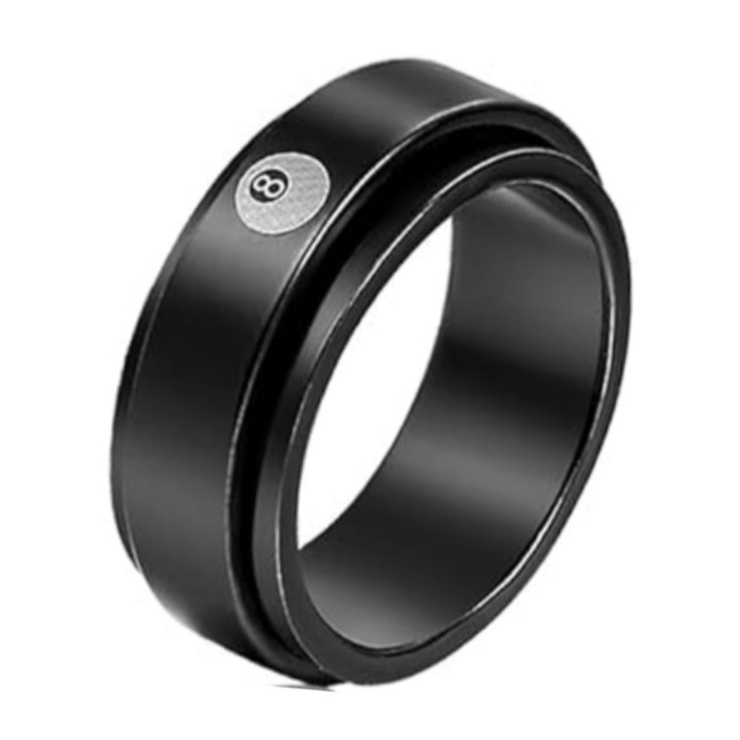 Black Stainless Steel 8 Ball Spinner Ring