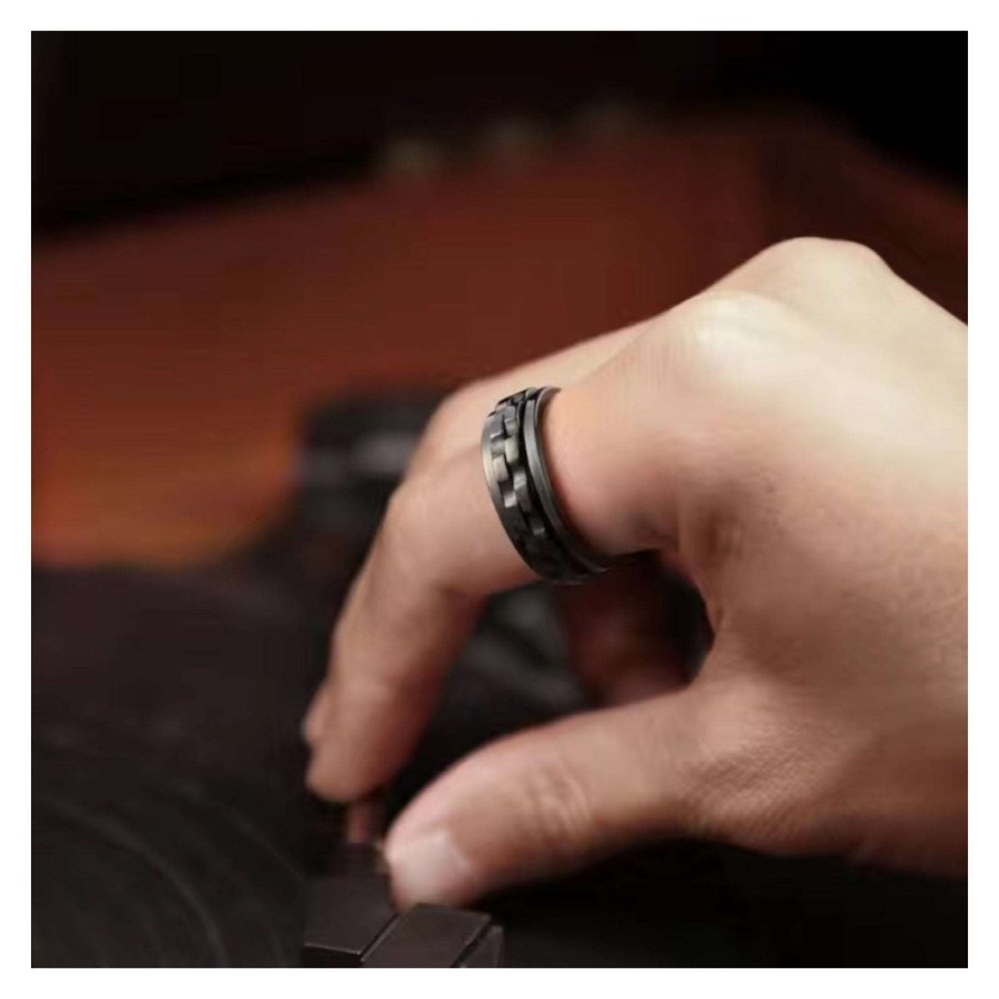 Black Spinning Gears Anxiety Fidget Ring