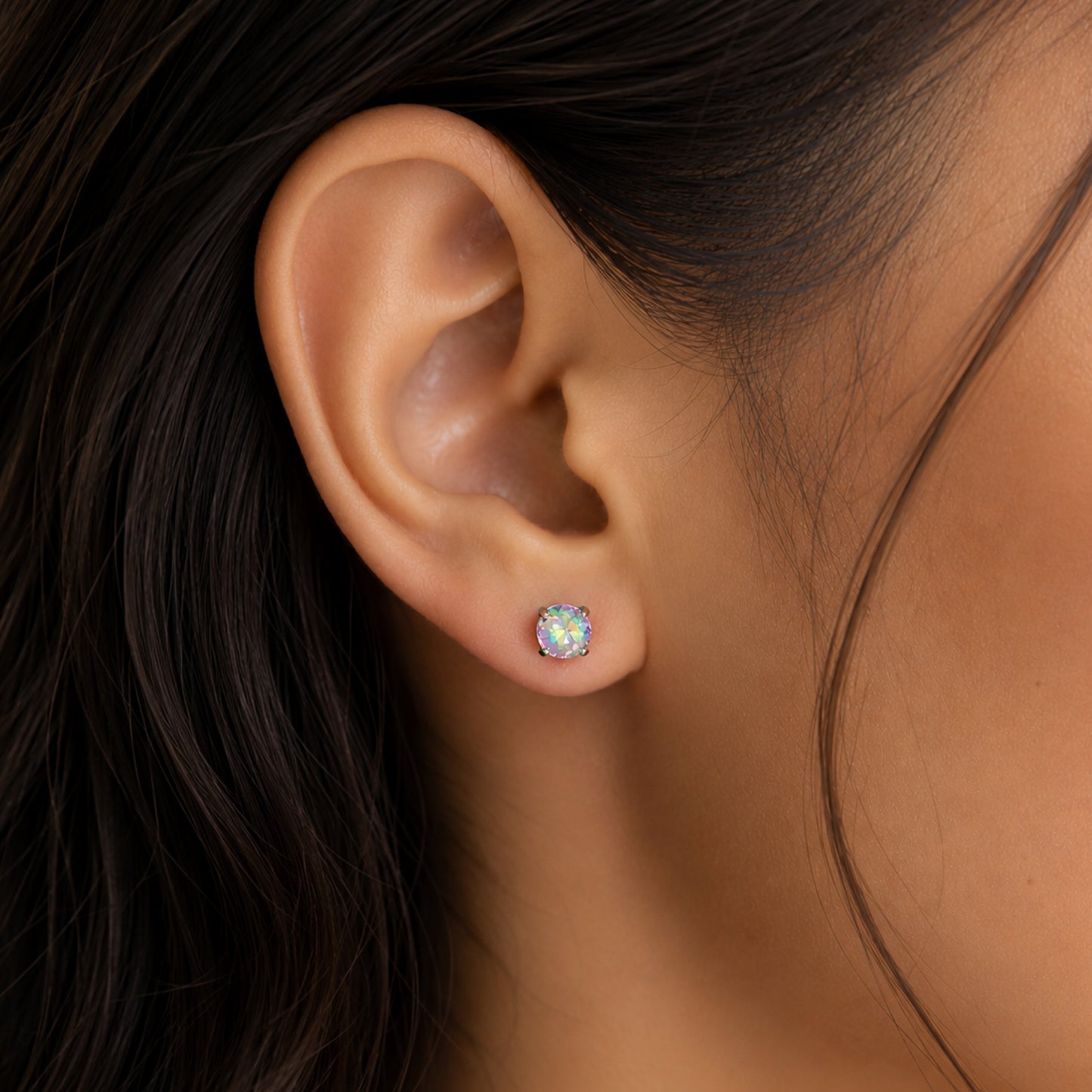 Rainbow CZ Double Ended Stud Earrings