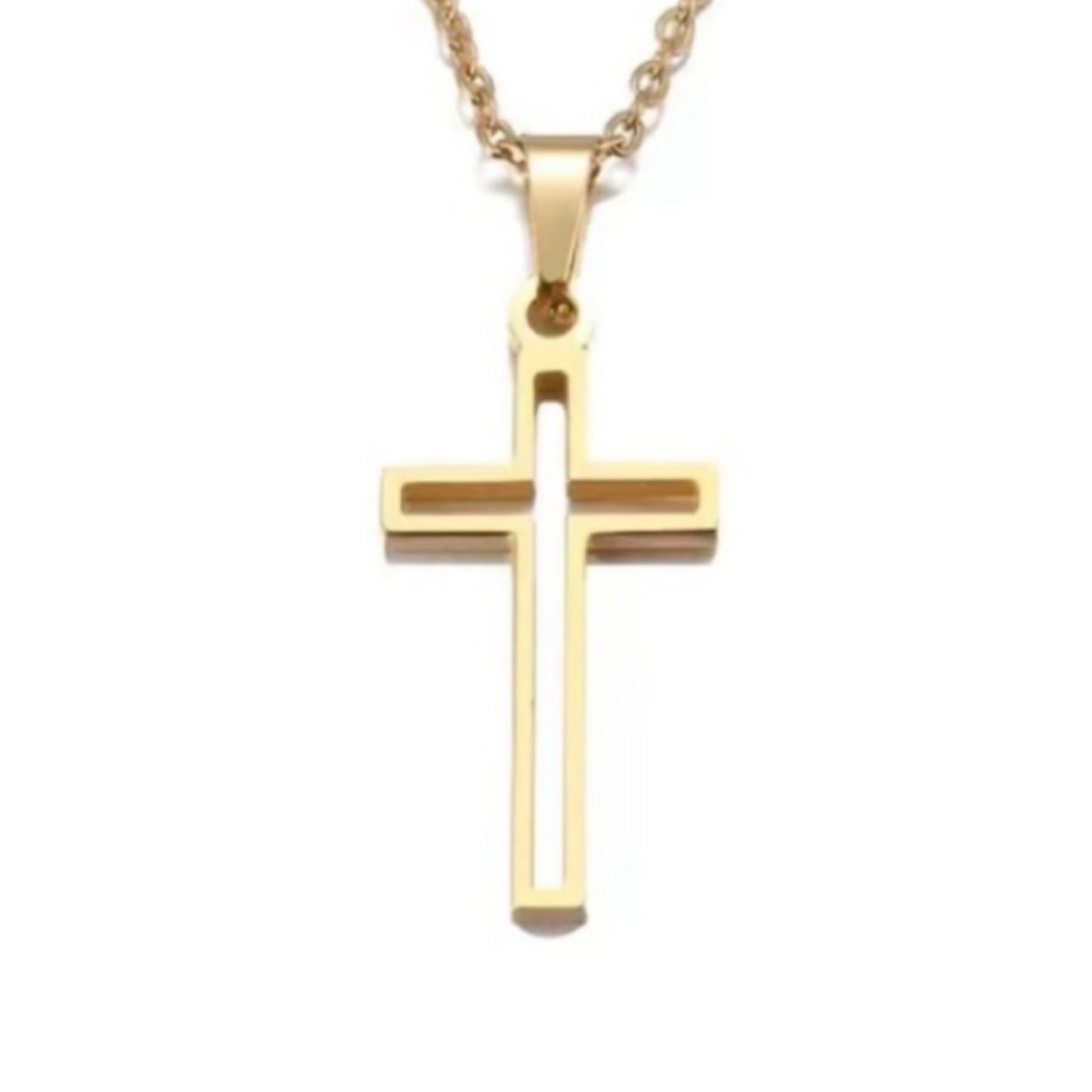 Gold Gold Dainty Cut Out Cross Necklace