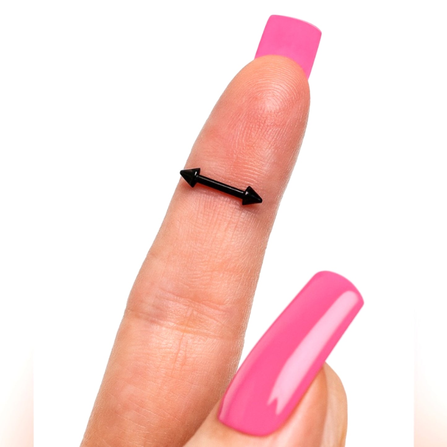 Black Spike Barbell Earring 16G 7mm | 3mm Cone Stud for Lobe Tragus Conch